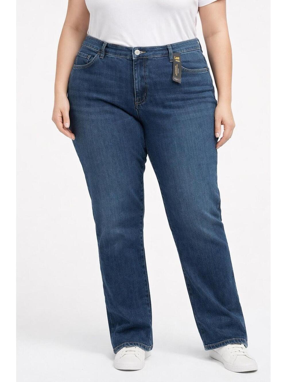 Lee Women's Instantly Slims Straight Leg Blue Jeans Size 18W Long